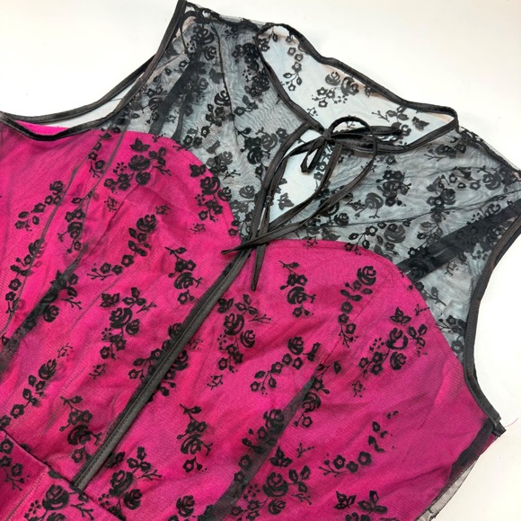 Voodoo Vixen Floral Mesh Overlay Fit & Flare Dress XXXXL Goth Pinup Rockabilly - Picture 1 of 9